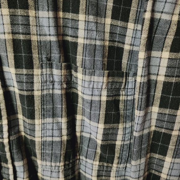 Men's 2X Open Trails Blue/Black Plaid Flannel Long Sleeve Button Down Shirt - Picture 4 of 9